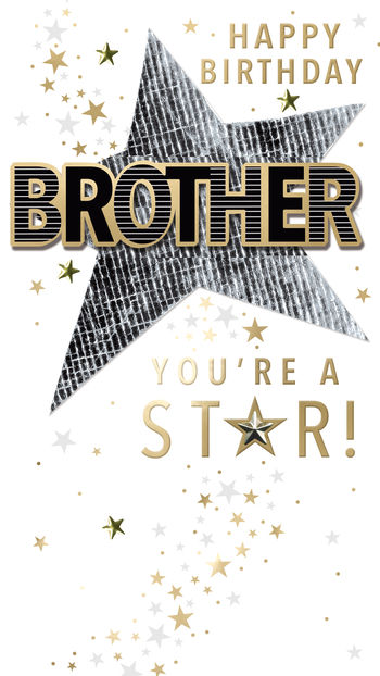 Champagne Star Brother Birthday Card
