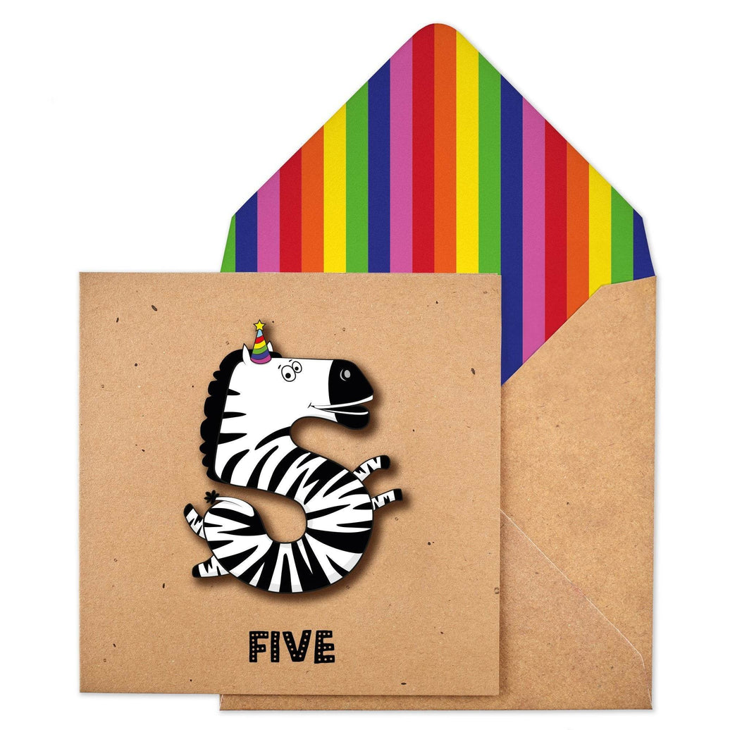Zebra 5th Birthday Card - House of Cards
