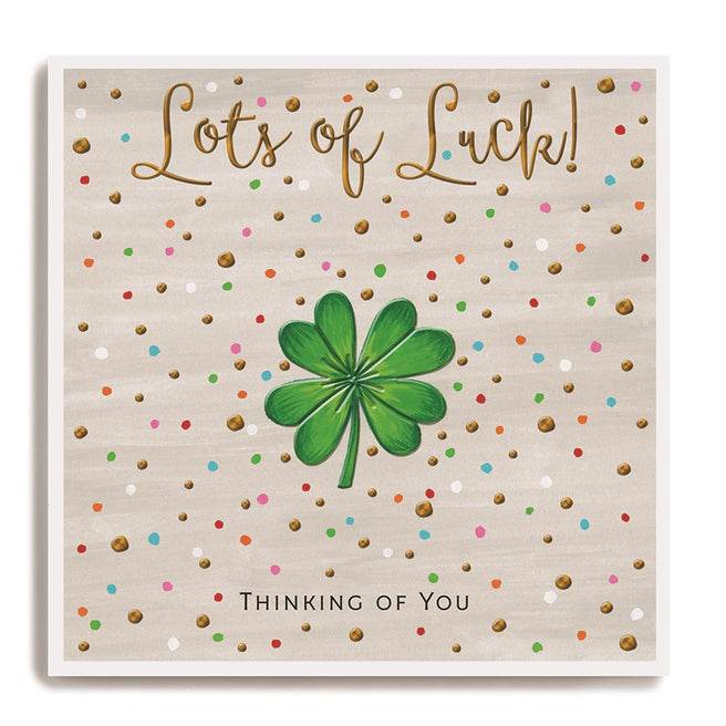 Lots of Luck Four-Leaf Clover Greeting Card