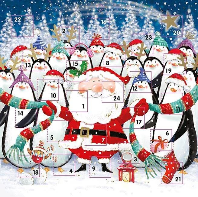 Square Penguin Santa Advent Calendar - House of Cards