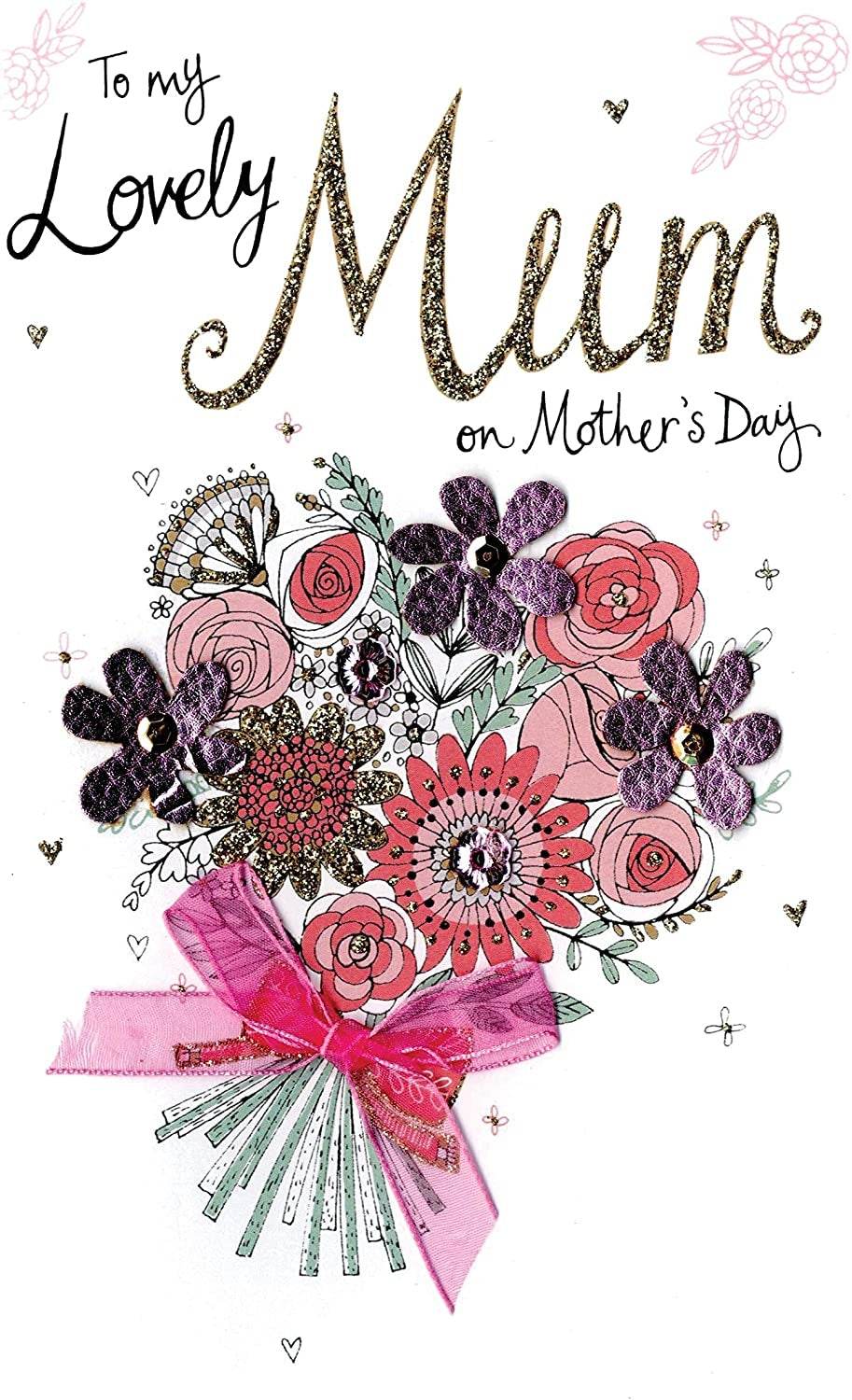 Pink Flowers Mothers Day Card - House of Cards