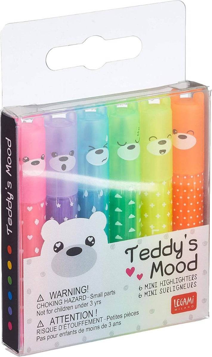 Teddys Set of 6 Mini Neon Highlighters - House of Cards
