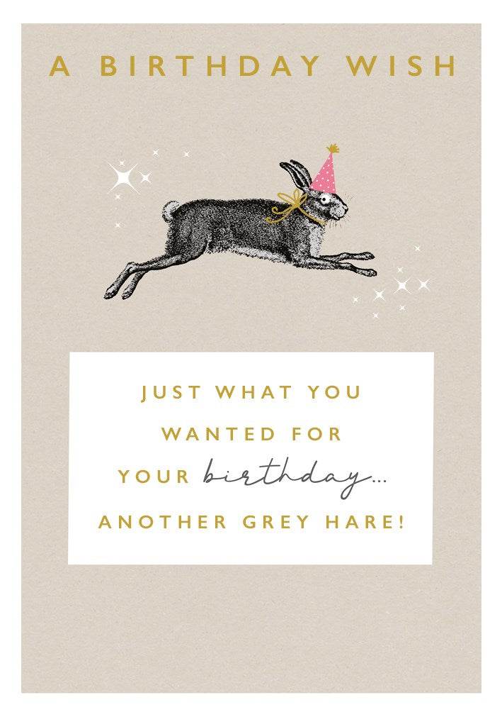 Another Grey Hare Happy Birthday Card - House of Cards
