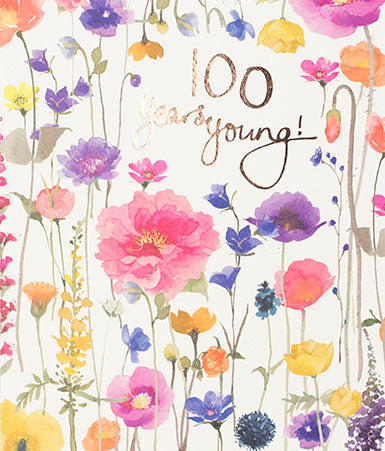 Floral 100th Birthday Card - House of Cards