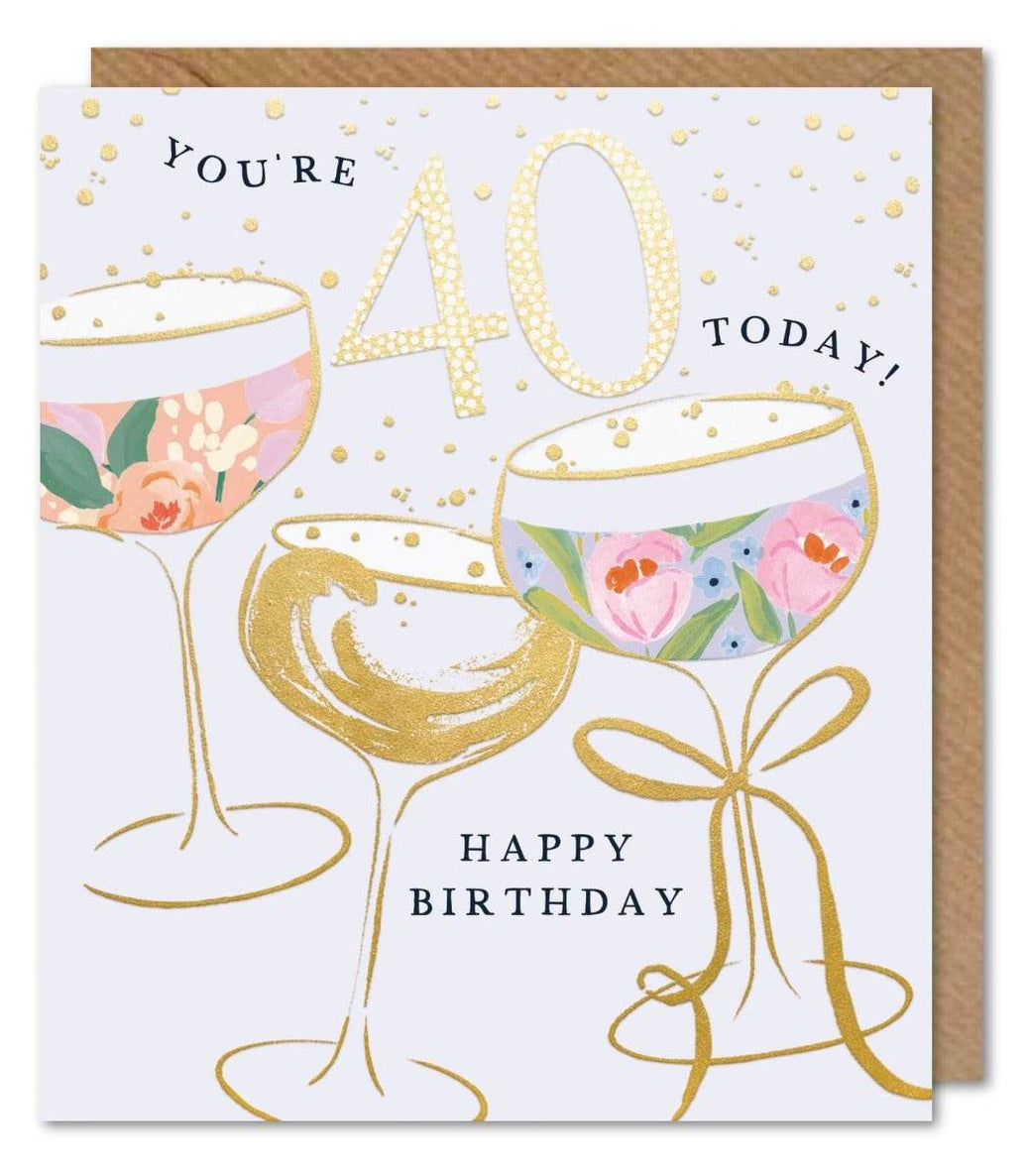 40th Pastel Birthday Card - House of Cards