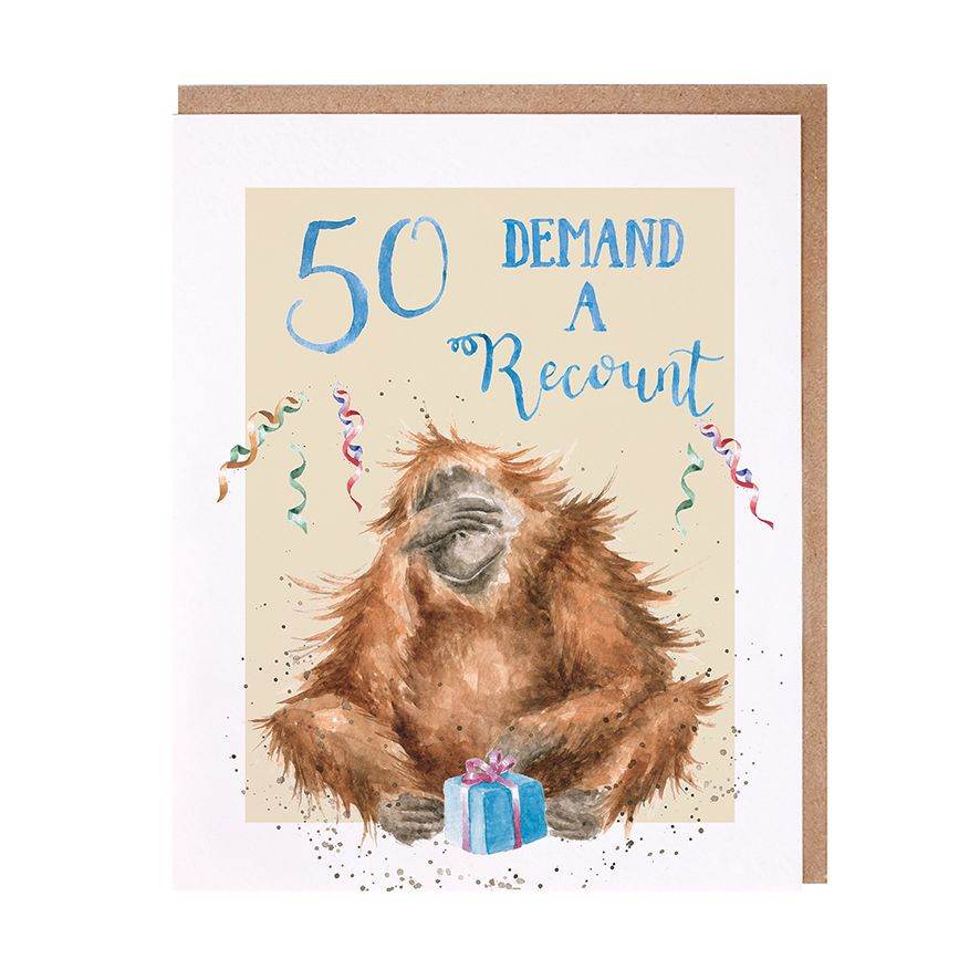 Orangutan 50th Birthday Card - House of Cards