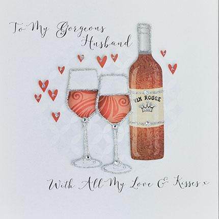 Husband Wine Valentine or Anniversary Card - House of Cards
