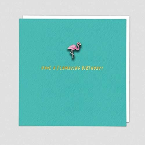 Pinata Enamel Flamingo Pin Birthday Card
