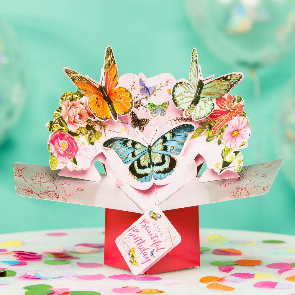 Pop Up Butterfly Birthday Card - House of Cards