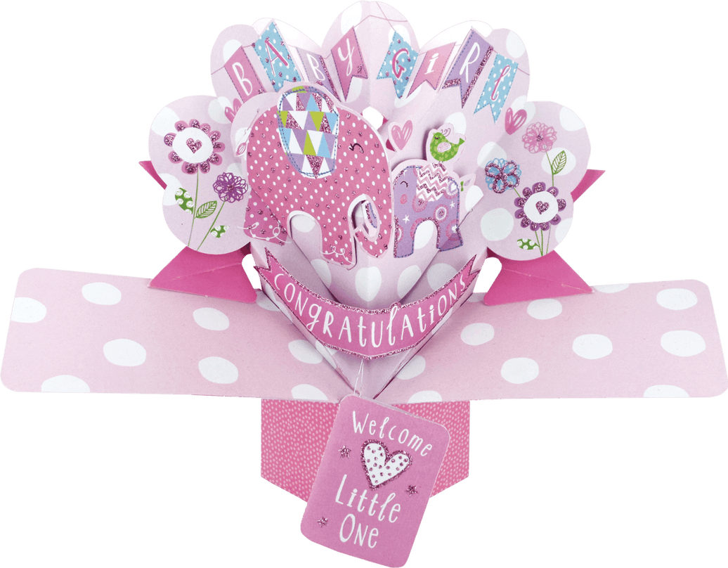 Pop Up New Baby Girl Card - House of Cards