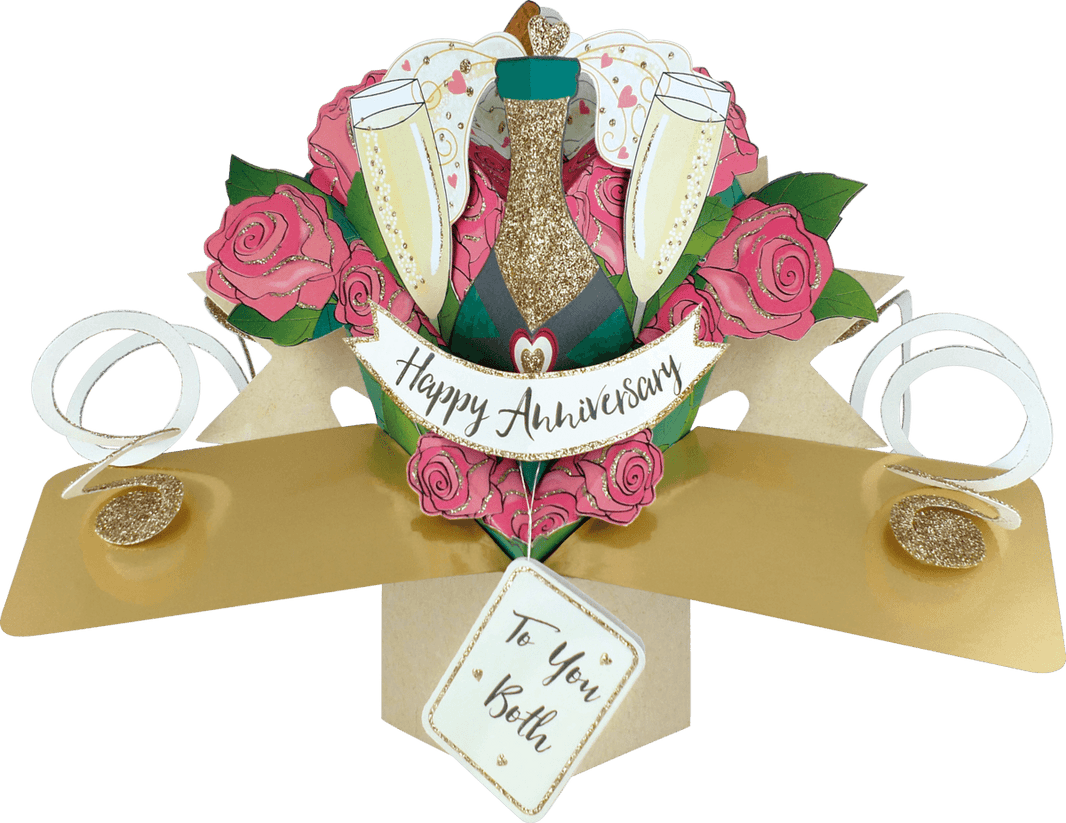 Pop Up Champagne and Roses Anniversary Card - House of Cards