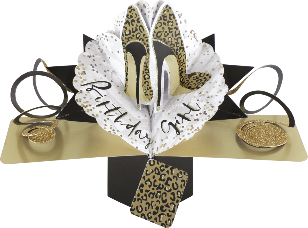 Pop Up Leopard Shoes Birthday Card