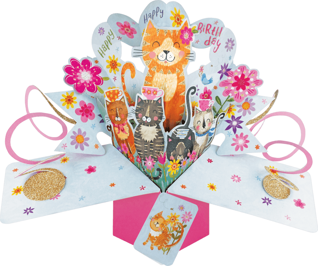 Pop Up Cats Birthday Card - House of Cards