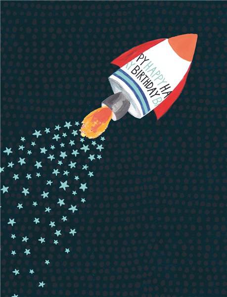 Rocket Happy Birthday Card - House of Cards