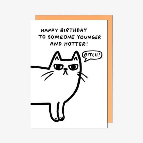 Bitch Cat Birthday Card - House of Cards