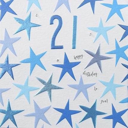 Blue 21st Birthday Card - House of Cards