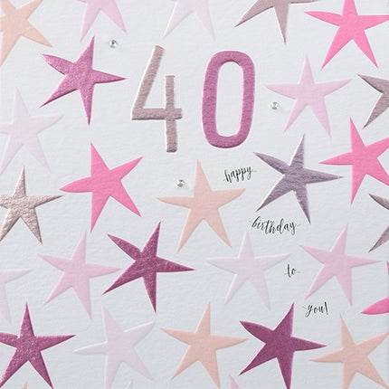 Pink 40th Birthday Card - House of Cards