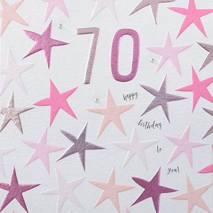 Pink 70th Birthday Card - House of Cards