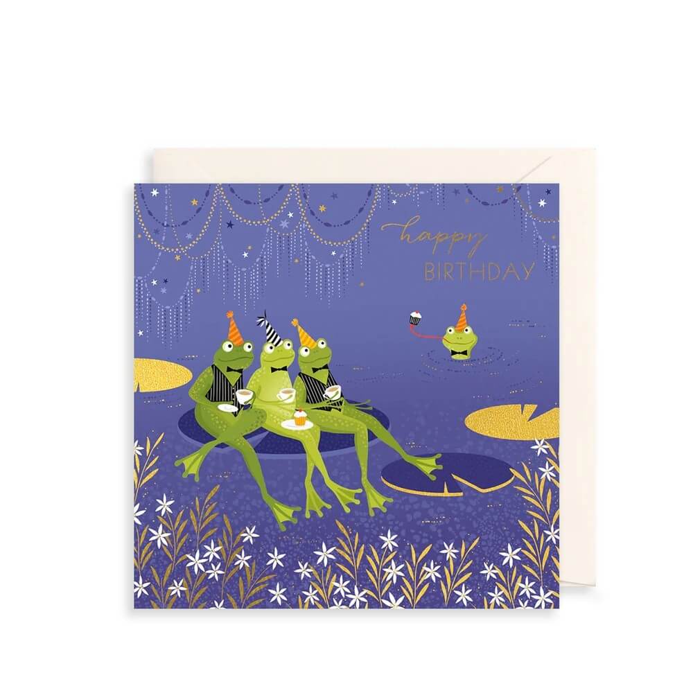 Frogs on Lilly Pad Birthday Card