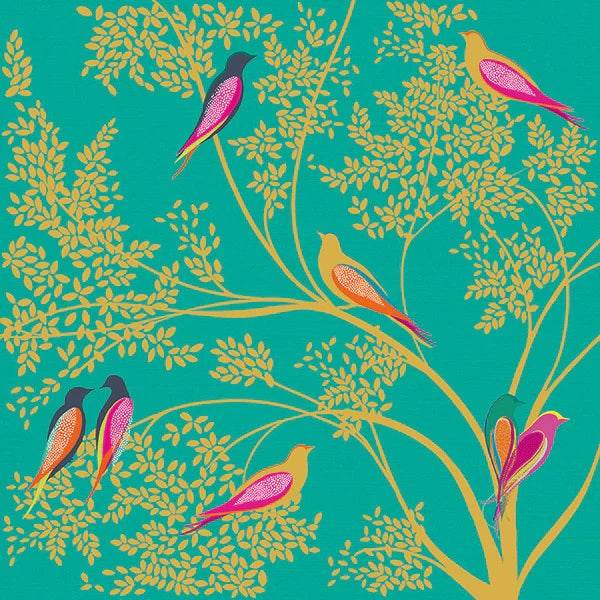 Sara Miller Tree Birds Greeting Card - House of Cards