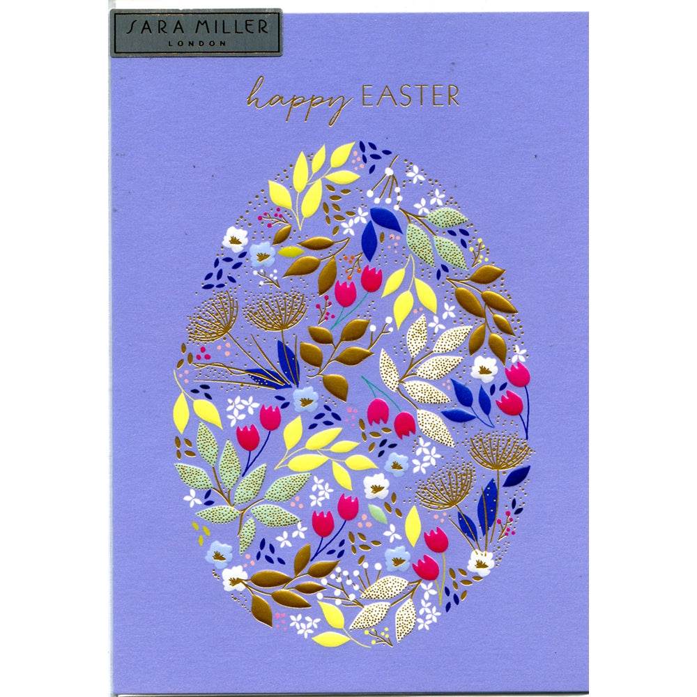 Sara Miller Floral Egg Easter Card - House of Cards