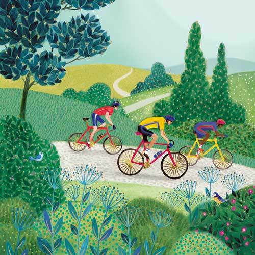 Cyclists Through Countryside Greeting Card - House of Cards