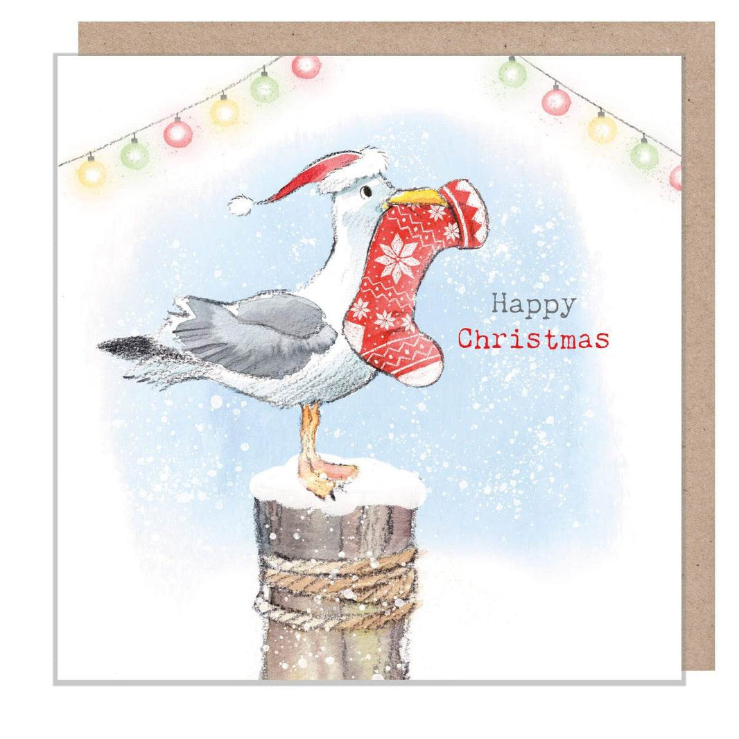 Seagull with Stocking Christmas Card - House of Cards