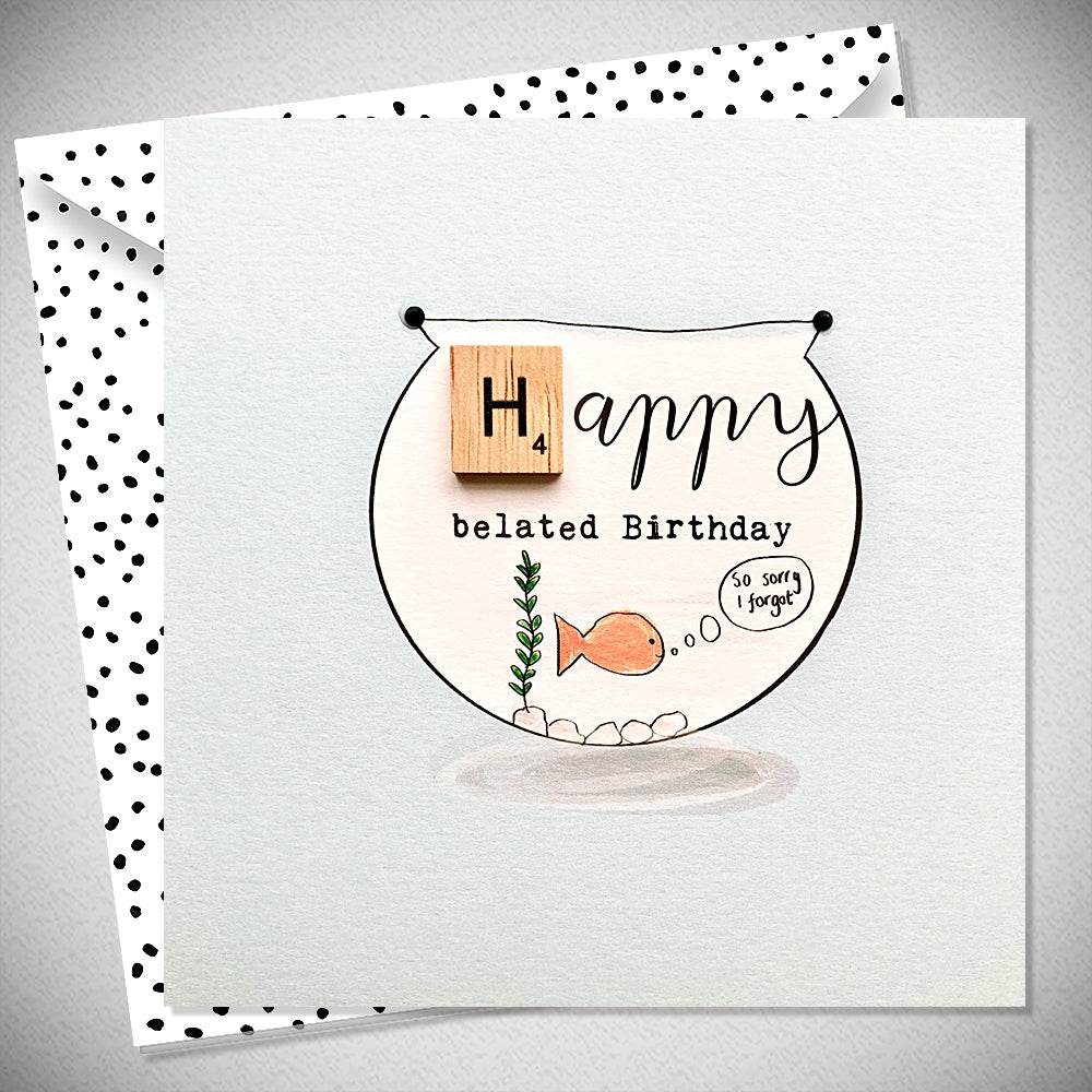 Neon Belated Birthday Card - House of Cards