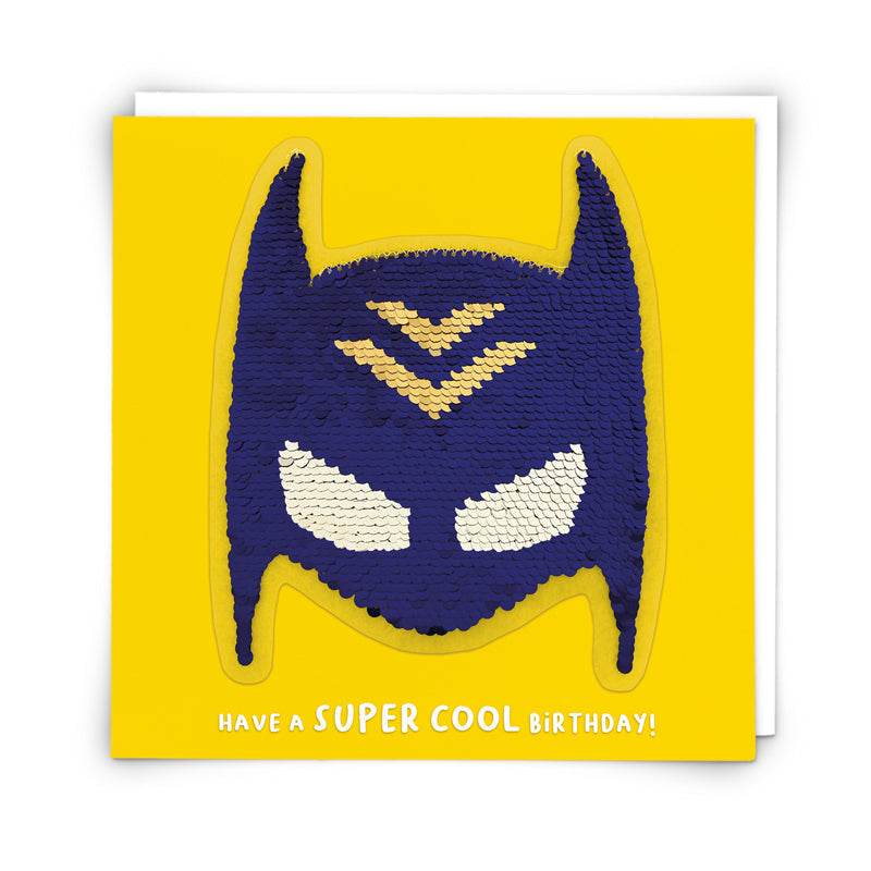Superhero Cowl Sequin Birthday Card - House of Cards
