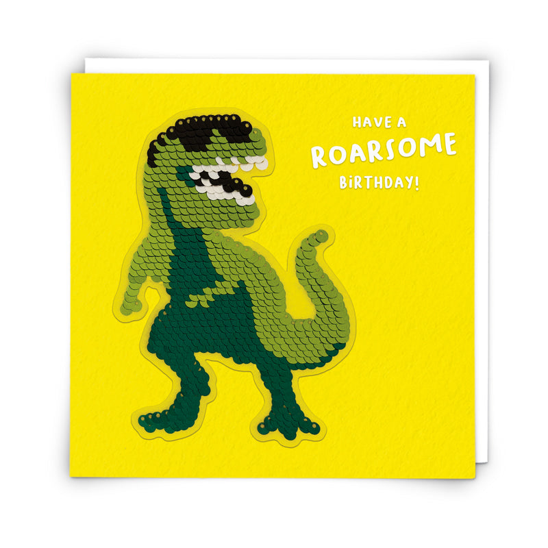Dinosaur Sequin Birthday Card