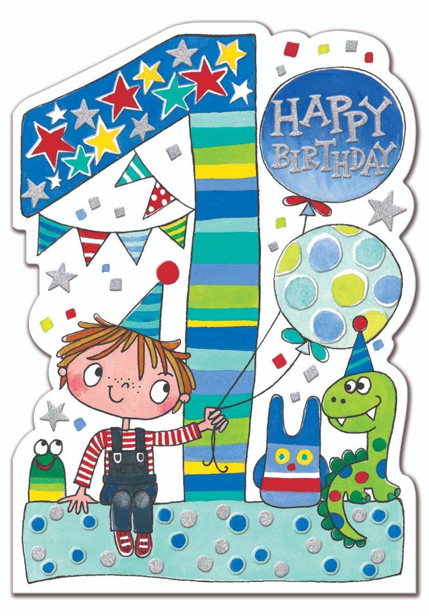 Boy Age1 Birthday Card - House of Cards