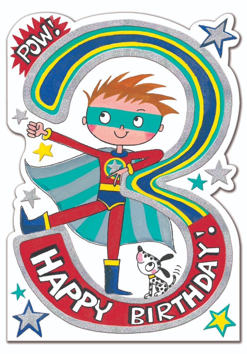 Super Hero Age 3 Birthday Card