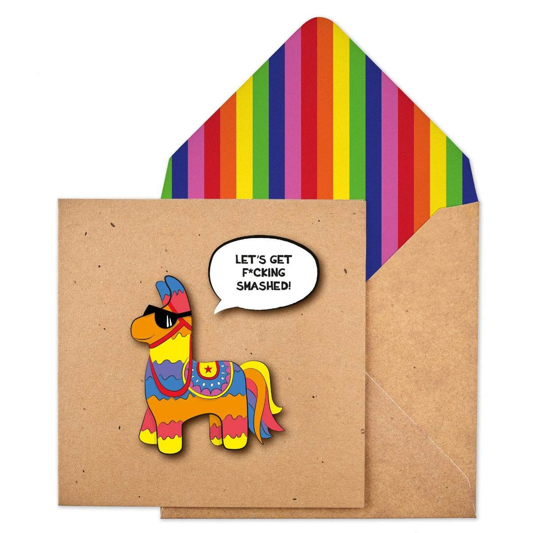 Piñata Lets Get Smashed Birthday Card - House of Cards