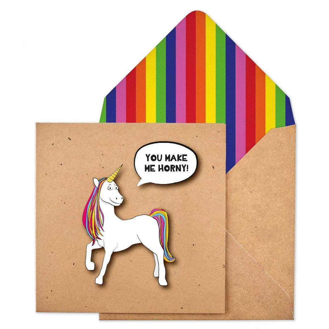 Horny Unicorn Blank Greeting Card - House of Cards