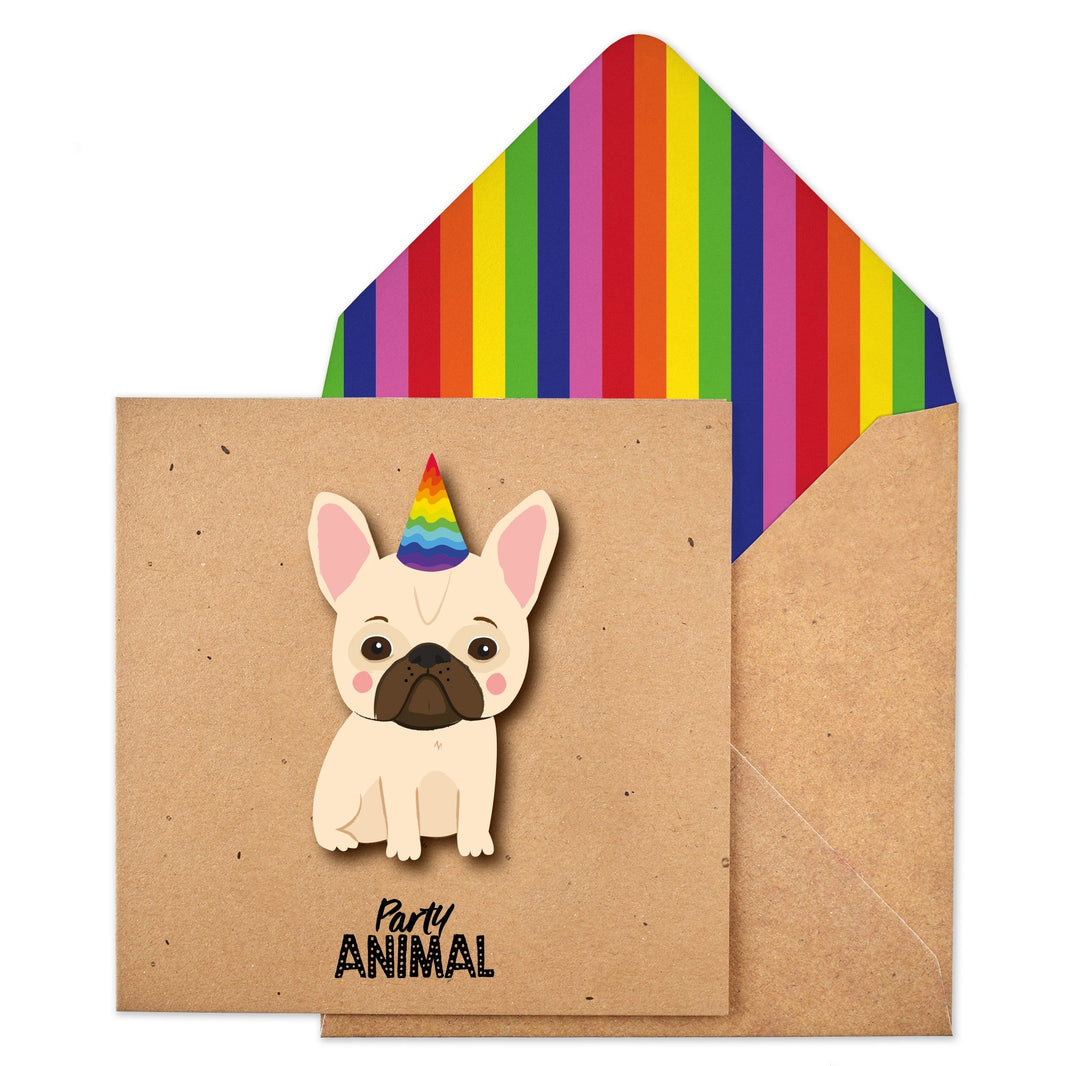 Frenchie Party Animal Birthday Card