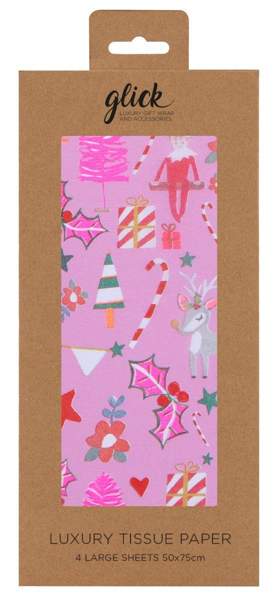 Christmas Pink Xmas Tissue Paper - House of Cards