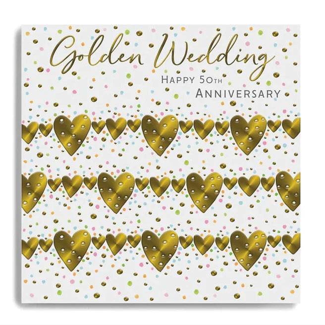 Golden 50th Wedding Anniversary Greeting Card - House of Cards