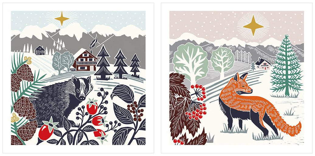 10 Badger and Fox Merry Christmas Cards Wallet - House of Cards