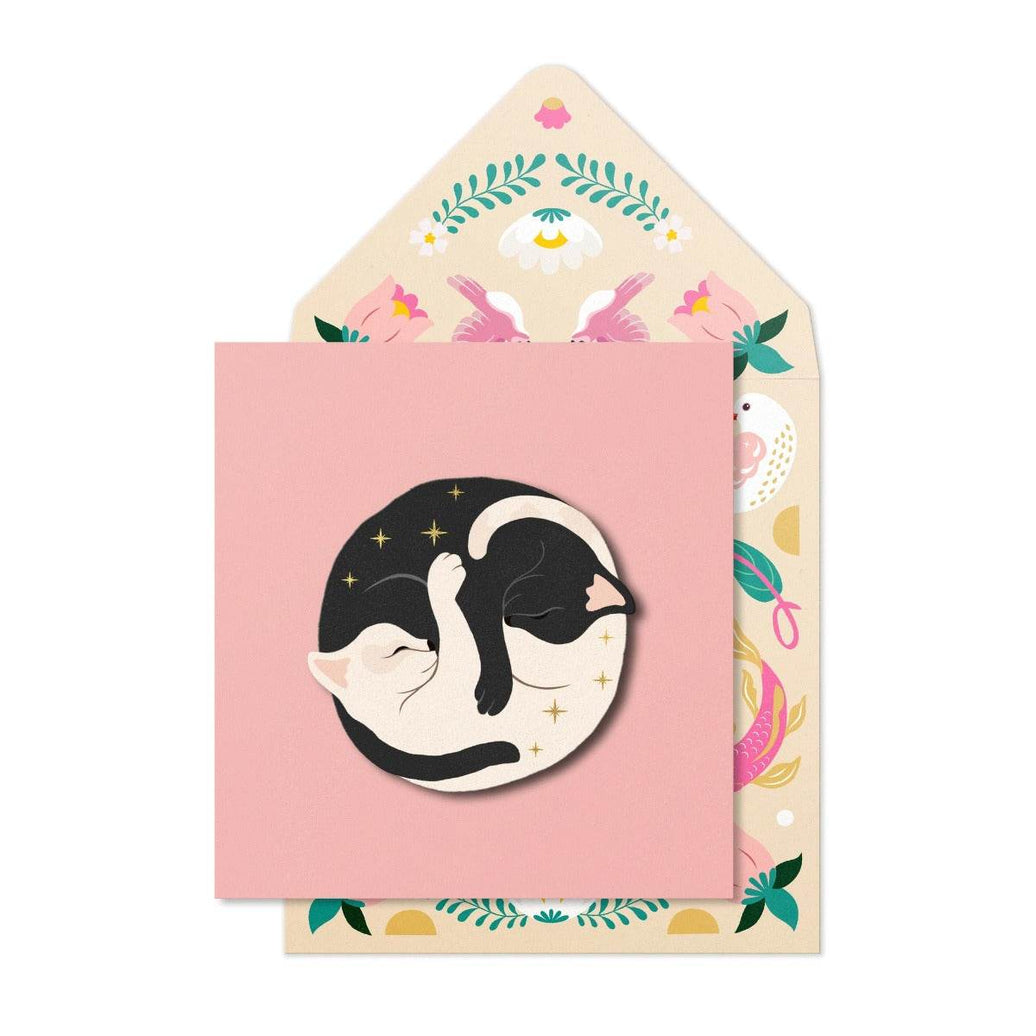 Wild Moon Cats Greeting Card - House of Cards