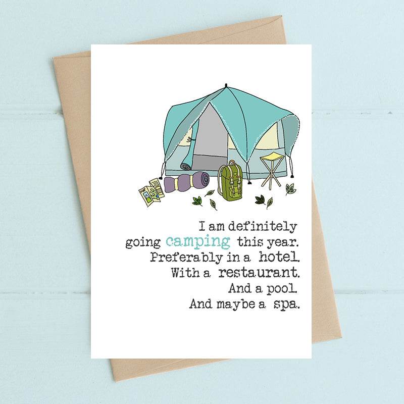 Going Camping In A Hotel Birthday Card - House of Cards