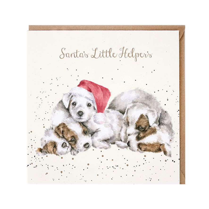 Puppies Santas Little Helpers Christmas Card