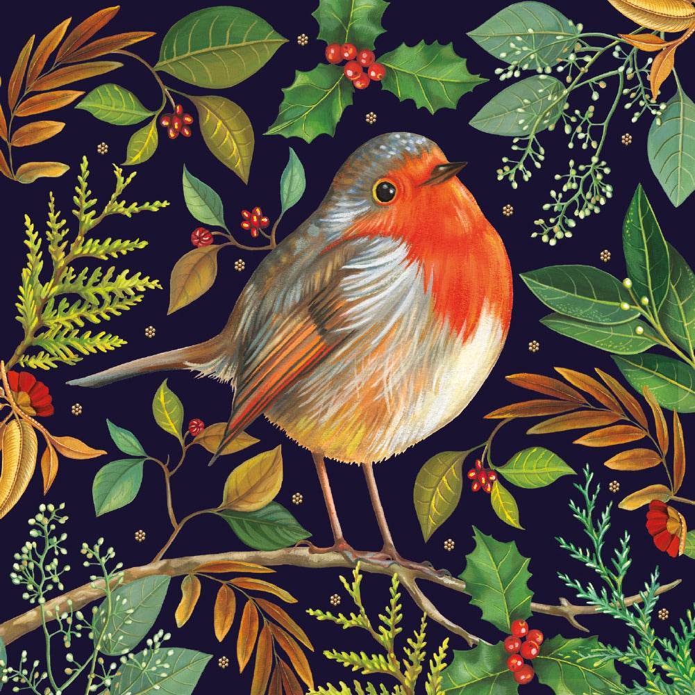 Floral Robin Christmas Cards - House of Cards