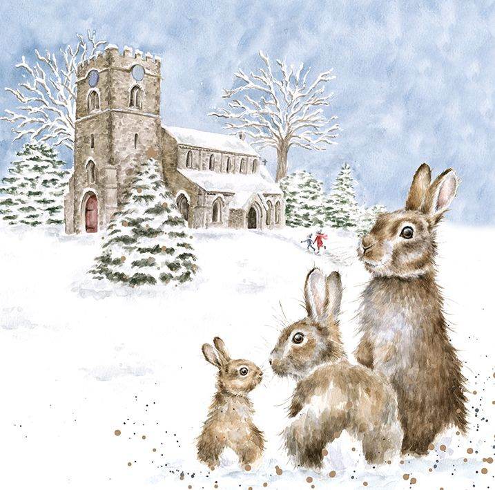 Church Yard Hares Christmas Cards - House of Cards