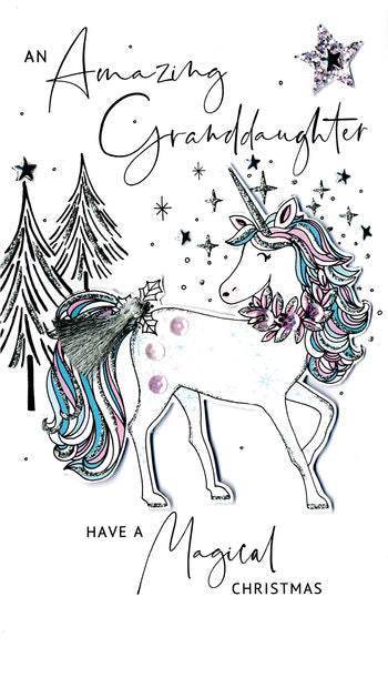 Granddaughter Unicorn Christmas Card - House of Cards