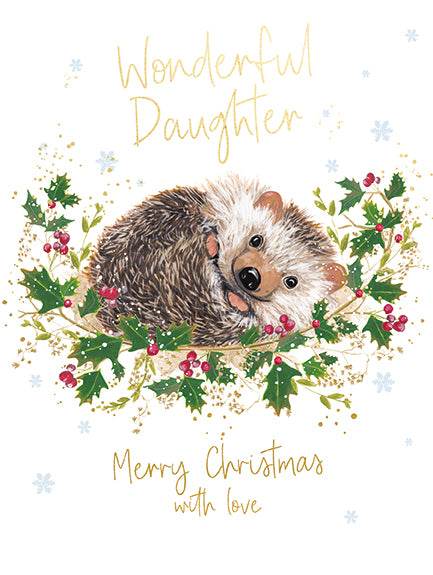 Hedgehog Daughter Christmas Card - House of Cards