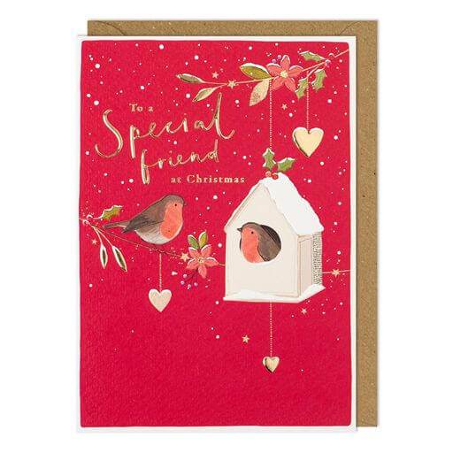 Special Friend Robins Christmas Card - House of Cards