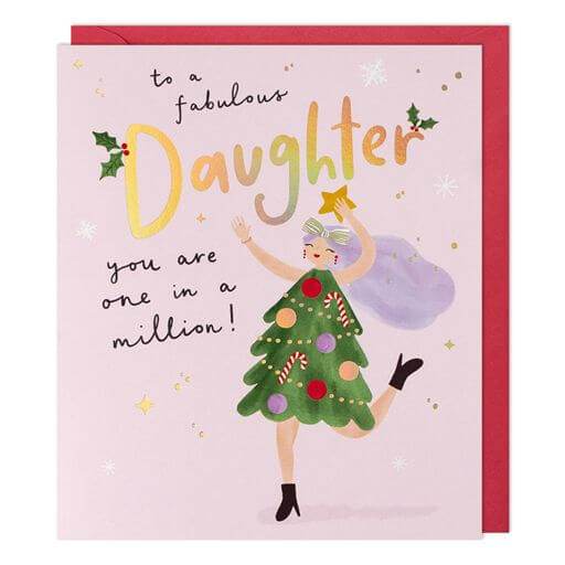 Daughter Pink Christmas Card - House of Cards