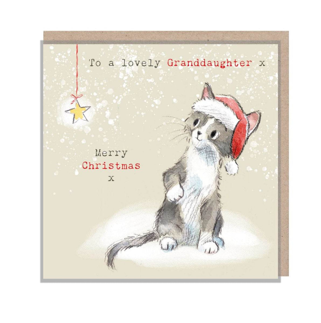Kitten Lovely Granddaughter Christmas Card - House of Cards