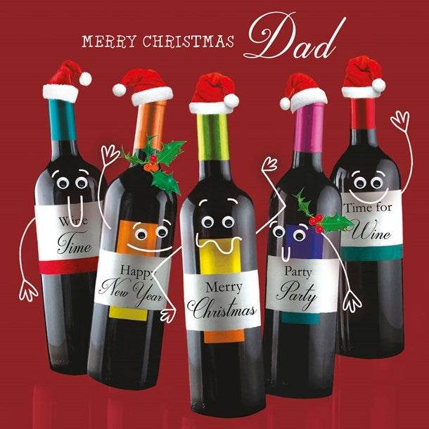 Dad Wine Bottles Christmas Card - House of Cards