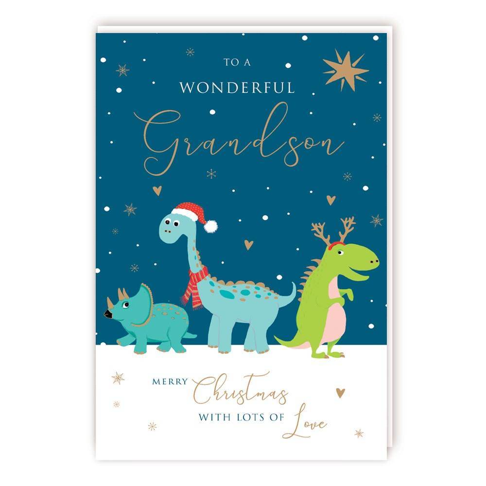 Grandson Dinosaur Christmas Card - House of Cards